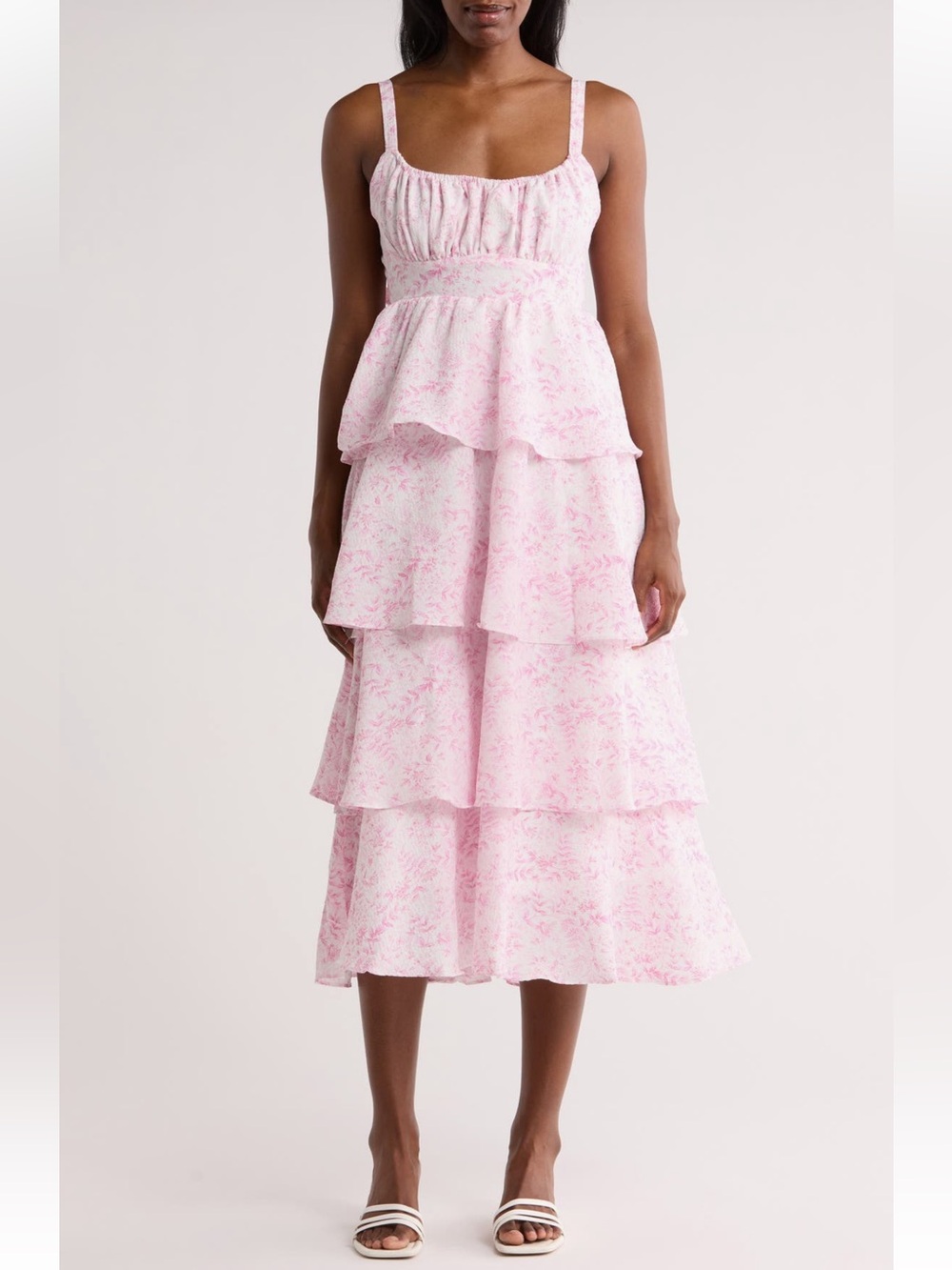 AUGUST SKY FLORAL EMPIRE WAIST TIERED MAXI DRESS SIZE S NWT